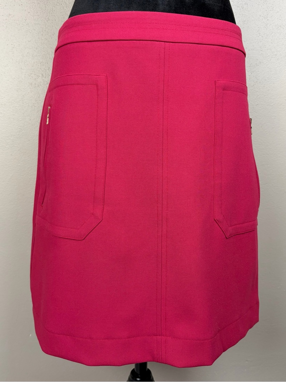 LOFT Pink Magenta Side Zip Pockets Mini Skirt A-Line Career Office Workwear Sz 6 - Picture 2 of 15